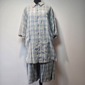 FUBU 90s Y2K Plaid Shirt & Shorts Set Men's Large Vintage Cotton Streetwear